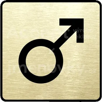 Informační tabulka Zlatý piktogram "WC muži IV" s černým&nbsp;textem a rámečkem&nbsp;-