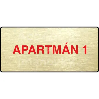 Informační tabulka Zlatý piktogram "APARTMÁN 1" s červeným textem a rámečkem -