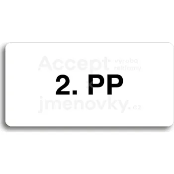 Informační tabulka Bílý piktogram "2. PP" s černým textem bez rámečku&nbsp;-