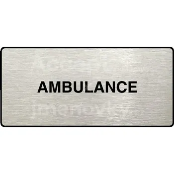 Informační tabulka Stříbrný piktogram "AMBULANCE" s černým&nbsp;textem a rámečkem&nbsp;-