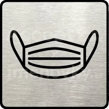 Značení Stříbrný piktogram "rouška IV" s černým&nbsp;textem a rámečkem&nbsp;-