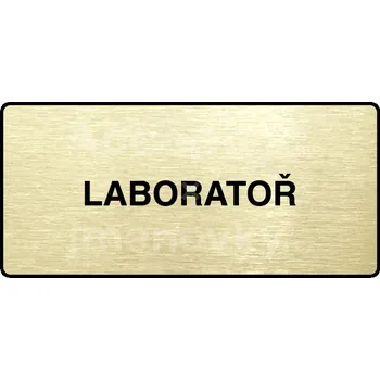 Informační tabulka Zlatý piktogram "LABORATOŘ" s černým&nbsp;textem a rámečkem&nbsp;-