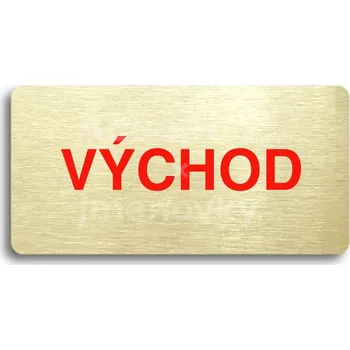 Informační tabulka Zlatý&nbsp;piktogram "VÝCHOD" s červeným textem bez rámečku&nbsp;-