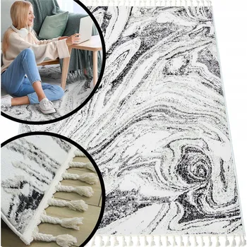 Koberec BÉŽOVÝ KOBEREC DO LOŽNICE ANKO ŠEDÝ KOBEREC SHAGGY MELANŽ DO OBÝVACÍHO POKOJE 60x110