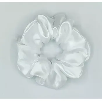 Saténová Scrunchie gumička bílá L - klasik