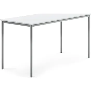 Jídelní stůl Stůl BORÅS, 1800x800x900 mm, stříbrné nohy, HPL deska, bílá