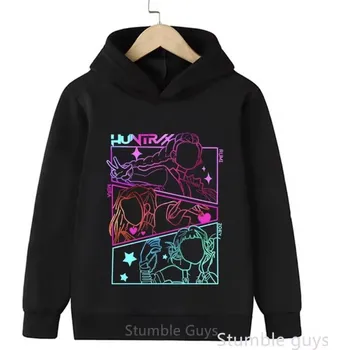 Dětská móda KPop Demon Hunters (Lovkyně démonů) KPop Demon Hunters dětská černá mikina s potiskem (Huntrix, Saja Boys) Varianta: No. 2, Velikost: 140