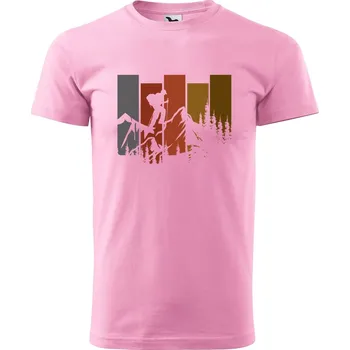 Pánské tričko DOBRÝ TRIKO Pánské tričko s potiskem Turista pruhy Velikost: M, Barva: Růžová