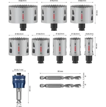 Vrták BOSCH Sada děrovek PRO Multi Material PC Plus, 11&nbsp;ks (2608594430)