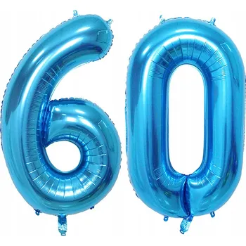 Balónek OBROVSKÝ BALÓNEK ČÍSLICE 60 MODRÝ BALÓNKY NAROZENINY 100 CM XXL ŠEDESÁTKA