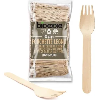 Jednorázové nádobí Bioexxe dřevěné jednorázové vidličky 100 ks