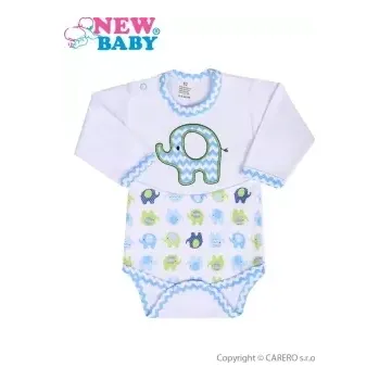Kojenecké body s dlouhým rukávem New Baby Sloník bílo-modré, vel. 86