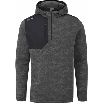 Golf Ping Nexa Hooded half zip fleece pánská mikina, černá pánské, 3XL