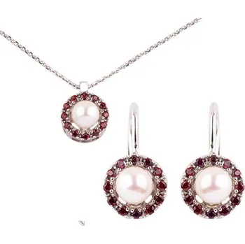 Souprava šperků granát souprava Set 255 (Set 255) povrchová úprava: rhodiované