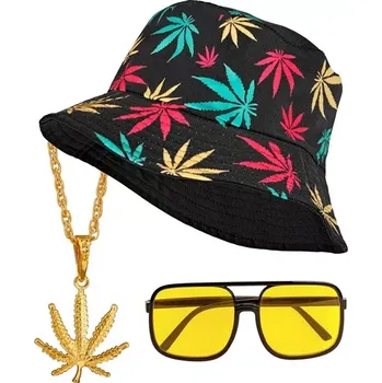 Volný čas Kostým Hip Hop / 90. léta Ganja (klobouk, brýle, náhrdelník)