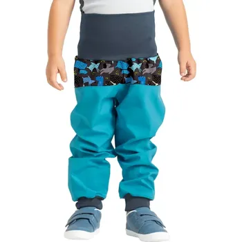 UNUO Batolecí softshellové kalhoty s fleecem Basic, smaragdová pejsci