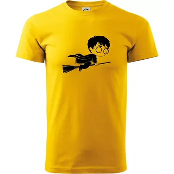 Pánské tričko Harry obrázek na koštěti - Klasické pánské triko vyšší gramáže - S ( Žlutá )