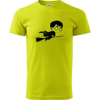 Pánské tričko Harry obrázek na koštěti - Klasické pánské triko vyšší gramáže - S ( Limetková )