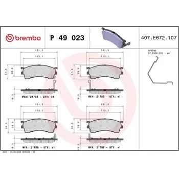 Brzdová destička BREMBO P 49 023 Sada brzdových destiček, kotoučová brzda (P49023)