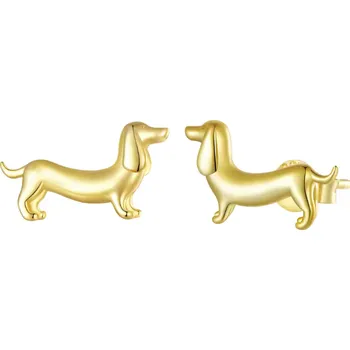 Náušnice For Silver Pozlacené náušnice Jezevčík - Stříbro 925