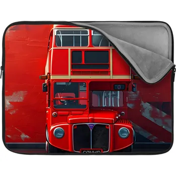 pouzdro na notebook Sablio Obal na notebook Červený patrový autobus Vlajka - 17"