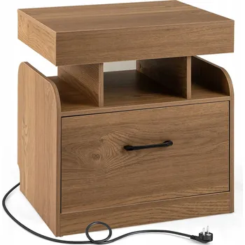 Noční stolek Noční stolek se skrytou nabíjecí stanicí Noční stolek s otevřenou policí