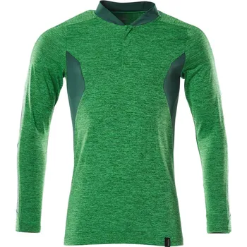 Pánské tričko MASCOT® Polokošile s dlouhým rukávem Travnatě zelená melánž/Zelená Velikost: XS