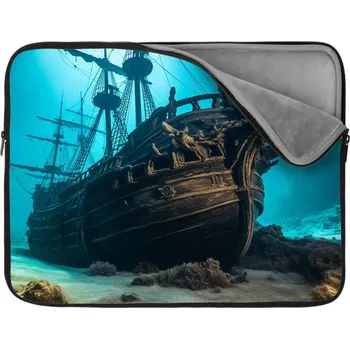 pouzdro na notebook Sablio Obal na notebook Vrak dřevěné lodi na dně moře - 13"