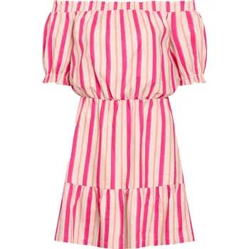 Dámské šaty Růžové pruhované lněné šaty s odhalenými rameny ORSAY - Dámské Orsay růžová | červená 1990396