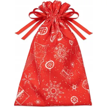 Vánoční dekorace Vánoční pytel na dárky, polyesterový obal 20x35 cm ČERVENÝ