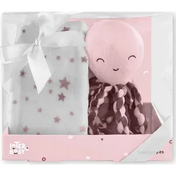 Dětská deka Dětská deka 80x100 růžová Chobotnička + plyšák mazlíček