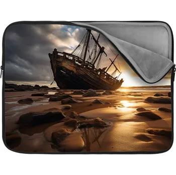 pouzdro na notebook Sablio Obal na notebook Vrak lodi při západu slunce - 13"
