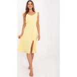 Žluté letní midi šaty s vázáním WN-SK-1211.58-yellow Velikost: S
