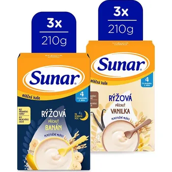 Dětská kaše Sunar mix karton mléčná kaše 4m+, 6x210g