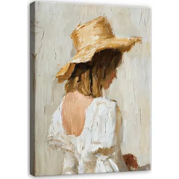 Obraz OBRAZ ŽENA ABSTRAKCE BOHO BÉŽOVÝ DO LOŽNICE OBÝVÁKU NA PLÁTNĚ 40x30