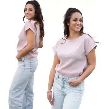 Dámské tričko ESITO | Mušelínové tričko Diana Powder pink - pudrová / 36