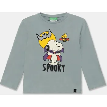 Chlapecké tričko Dětské bavlněné tričko s dlouhým rukávem United Colors of Benetton šedá barva, s potiskem, 3VR5G10J9 3VR5G10J9.P.Seasonal 90X, vel. 82