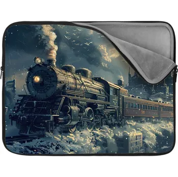 pouzdro na notebook Sablio Obal na notebook Parní lokomotiva v zasněženém městě - 13"