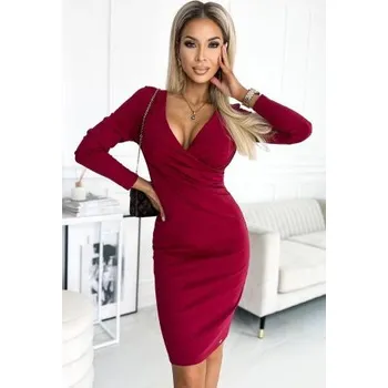 Oblečení a móda Dámské šaty Numoco 398-2 bordó M