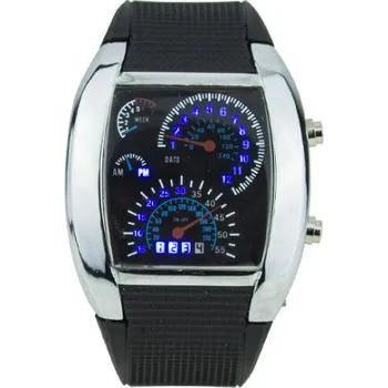 Módní doplněk Digitální LED motoristické hodinky tachometr auto palubní deska Červená