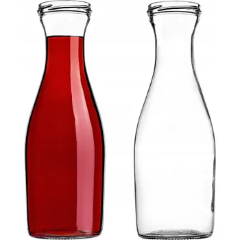 KARAFA LÁHEV NA VODU 1L 1000 ml LIMONÁDA VÍNO NÁPOJE SKLENĚNÁ ŠŤÁVA 2 ks