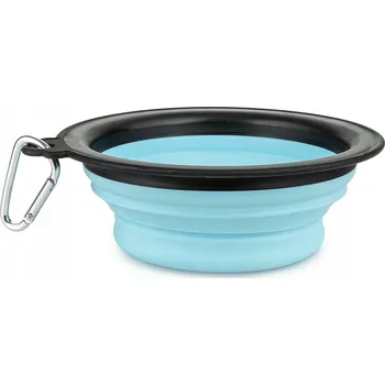 Miska pro psa Skládací (cestovní) silikonová miska Happet modrá 0,2 l