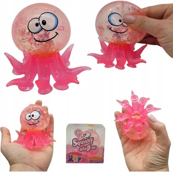 Hračka pro nejmenší MEGADIDI MAČKACÍ HRAČKA PREMIUM veselá CHOBOTNICE s PŘÍSAVKAMI krabička RŮŽOVÁ