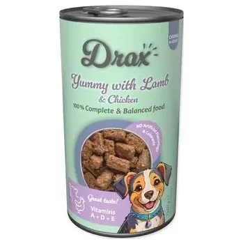 Krmivo pro psa Konzerva Drax Adult s jehněčím a kuřecím 1240g