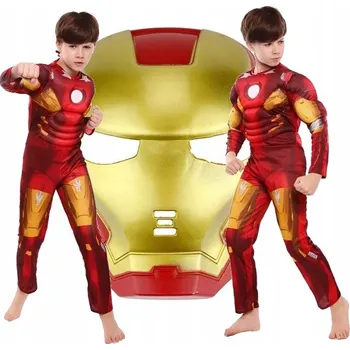 Karnevalový kostým KOSTÝM IRON MAN KOSTÝM Iron Man IMITACE SVALŮ S MASKOU, VELIKOST 110-116 (S)
