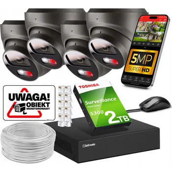 IP kamera Sada IP PoE kamer pro monitoring, 4 kamery 5 MPx, 2 TB, audio, detekce pohybu