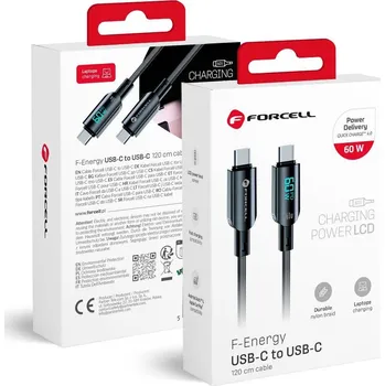 Náhradní díl pro mobilní telefon FORCELL F-ENERGY C274 kabel Type C na Type C QC4.0 PD 3A 60W Digital 1,2 m černý