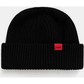 Čepice Čepice s příměsí vlny HUGO Xush_R černá barva, 50551267 99X, vel. ONE SIZE