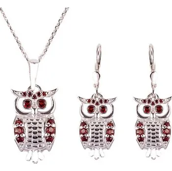 Souprava šperků granát souprava Set 253 (Set 253) povrchová úprava: rhodiované