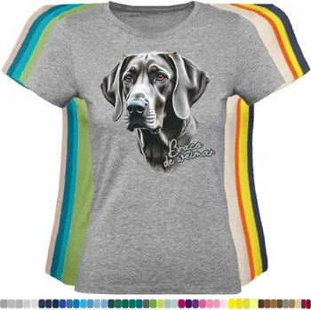 Dámské tričko damske-levne-bavlnene-tricko-digitalni-potisk-pes-vymarsky-ohar Barva: Grey melange - šedá směs, velikost: XXL